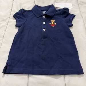 Ralph Lauren Bear dress Baby Girls Polo BLUE Sz 6 M NWT